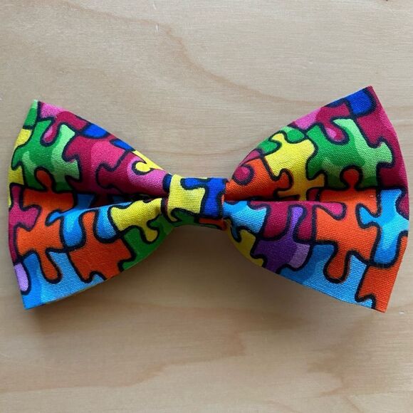 Hand Crafted Other - Autism awareness puzzle piece clip on bowtie